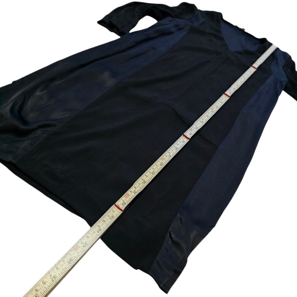 Sandro Paris Black V-Neck Satin Panel Dress 3/4 Sleeve Tunic‎ Shift Dress sz 1 - Picture 8 of 8